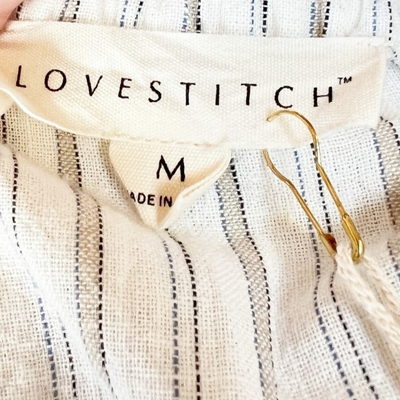 Lovestitch Striped Linen Blend Off The Shoulder Top Size Medium NWT - Picture 7 of 13